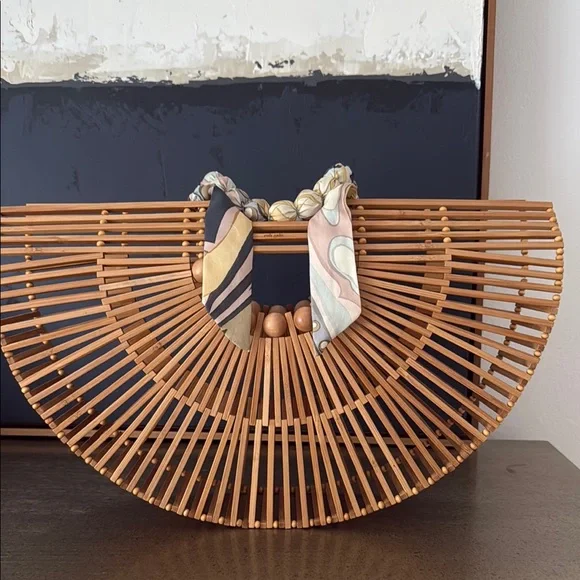 Cult Gaia Bamboo Ark Bag with Multicolor Scarf - Picture 4 of 7